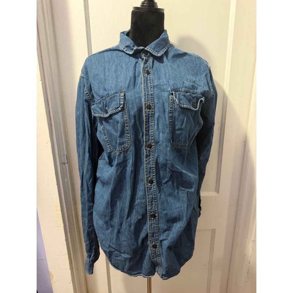 GAP Denim Standard Fit Button Down Jacket XL Blue 100% Cotton Long Sleeve Shirt